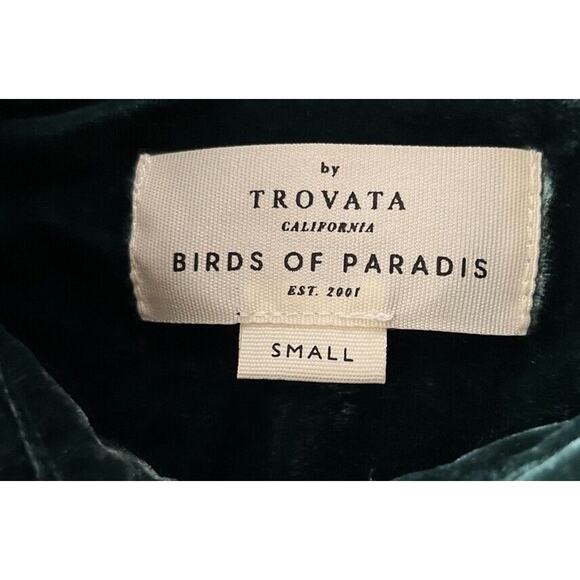 Birds Of Paradis By Trovata Velvet Shirt Women S Green Silk Blend Whimsigoth - Picture 3 of 9